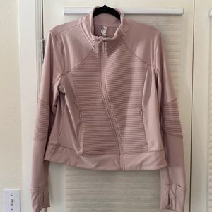 Pink asymmetrical zip Moto style jacket